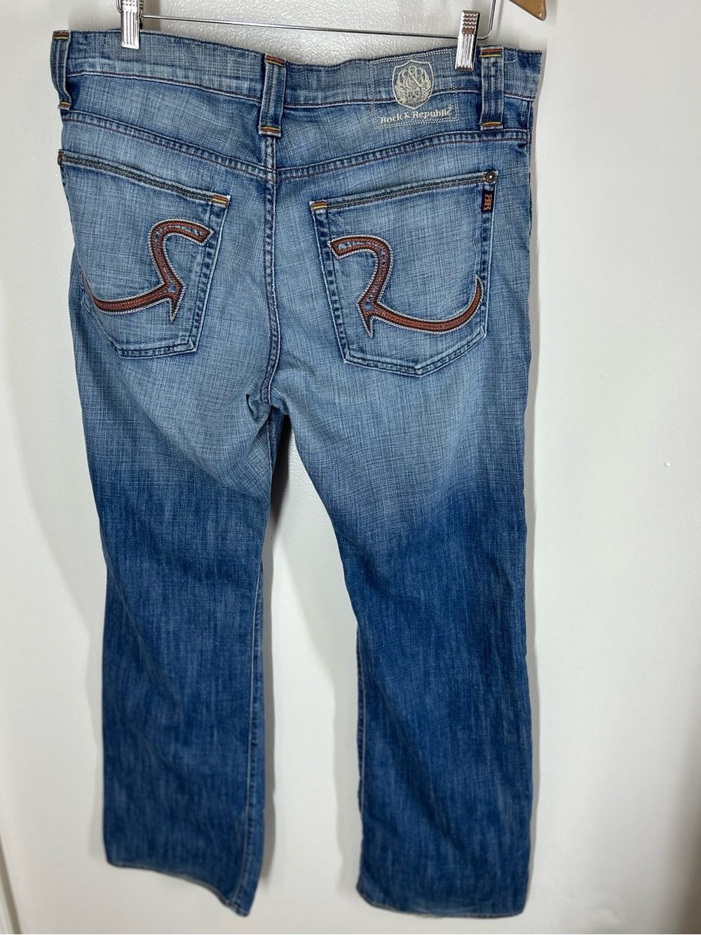 Vintage Y2K Rock & Republic Embroidered Bootcut Jeans Button Fly Size 38